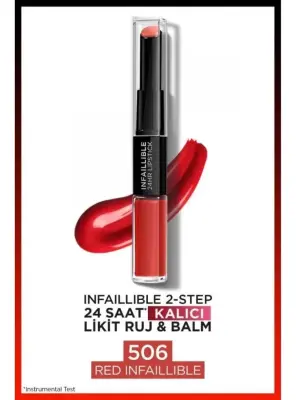 Loreal Paris Infaillible 2-Step 24 Saat Kalıcı Likit Ruj & Balm - 506 Red Infaillible - Loreal