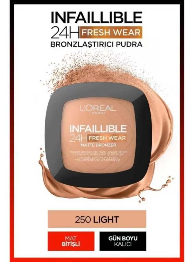 Loreal Paris Infaillible 24H Fresh Wear Bronzlaştırıcı Pudra - 250 Light 9gr - Loreal