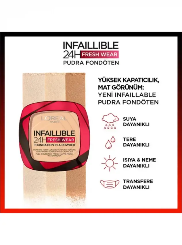 Loreal Paris Infaillible 24H Fresh Wear Pudra Fondöten 120 Vanilla 9gr - 3