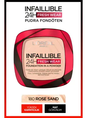 Loreal Paris Infaillible 24H Fresh Wear Pudra Fondöten 180 Rose Sand 9gr - 1