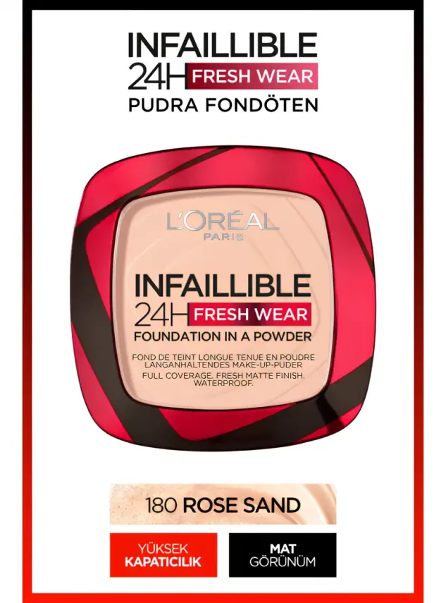 Loreal Paris Infaillible 24H Fresh Wear Pudra Fondöten 180 Rose Sand 9gr - 1