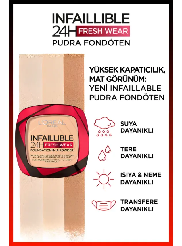 Loreal Paris Infaillible 24H Fresh Wear Pudra Fondöten 180 Rose Sand 9gr - 3