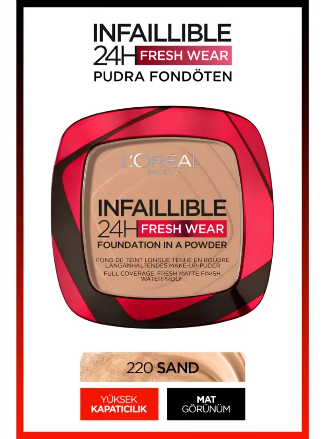 Loreal Paris Infaillible 24H Fresh Wear Pudra Fondöten 220 Sand 9gr - 1