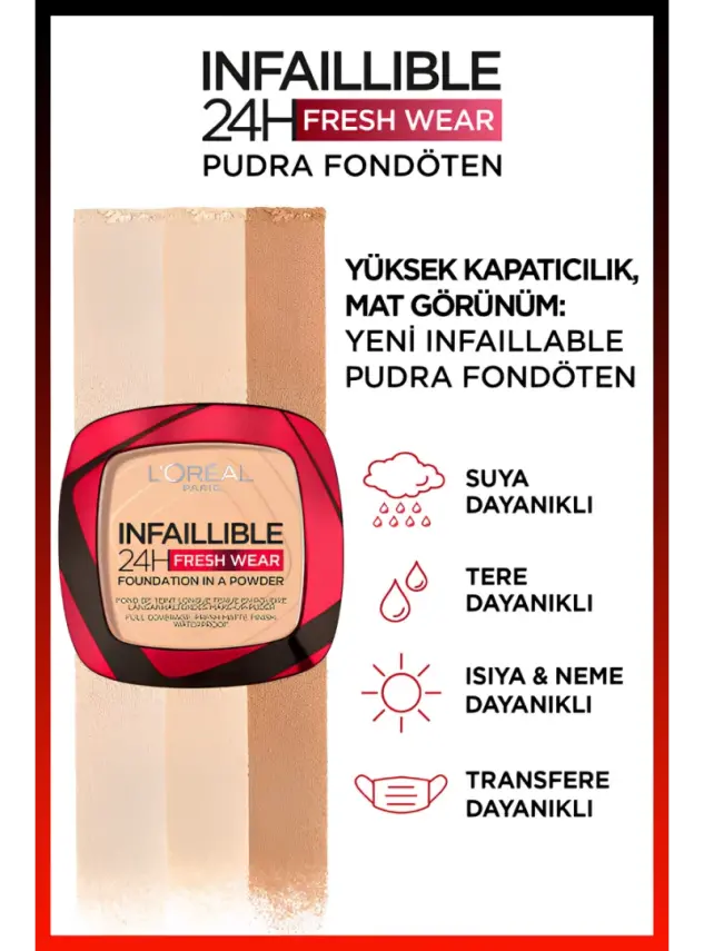 Loreal Paris Infaillible 24H Fresh Wear Pudra Fondöten 40 Cashmere 9gr - 4