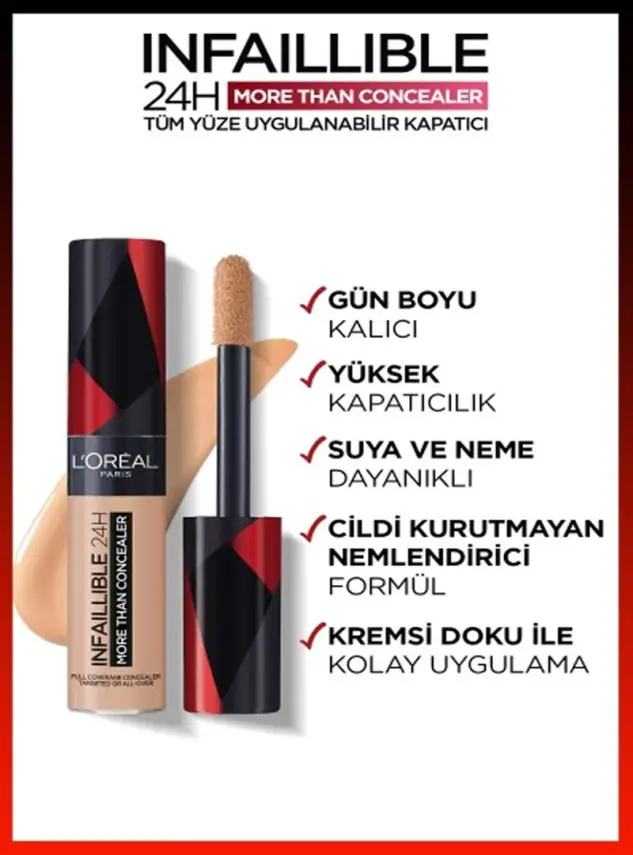 Loreal Paris Infaillible 24H Tüm Yüze Uygulanabilir Kapatıcı - 330 Pecan/Pac 11ml - 2