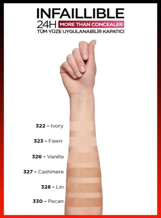Loreal Paris Infaillible 24H Tüm Yüze Uygulanabilir Kapatıcı - 330 Pecan/Pac 11ml - 4