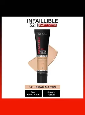 Loreal Paris Infaillible 32H Matte Cover Yüksek Kapatıcı Fondöten - 145 BEIGE - 1