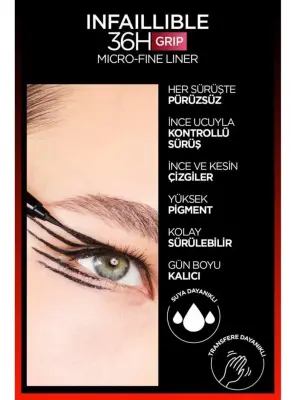 Loreal Paris Infaillible 36H Grip Micro Fine Eyeliner 01 Obsidian - Siyah - 3
