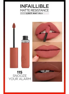 Loreal Paris Infaillible Matte Resistance Likit Mat Ruj - 115 Snooze Your Alarm - 3