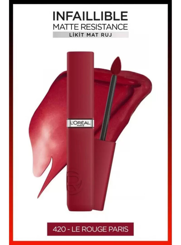 Loreal Paris Infaillible Matte Resistance Likit Mat Ruj - 420 Le Rouge Paris - Loreal