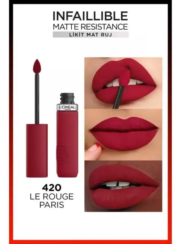 Loreal Paris Infaillible Matte Resistance Likit Mat Ruj - 420 Le Rouge Paris - 2