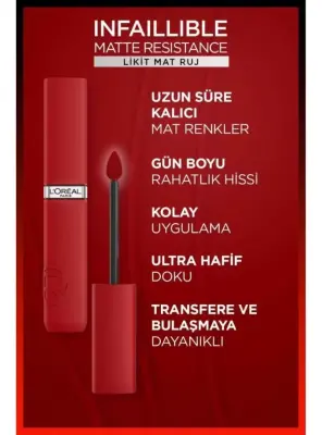 Loreal Paris Infaillible Matte Resistance Likit Mat Ruj - 420 Le Rouge Paris - 3
