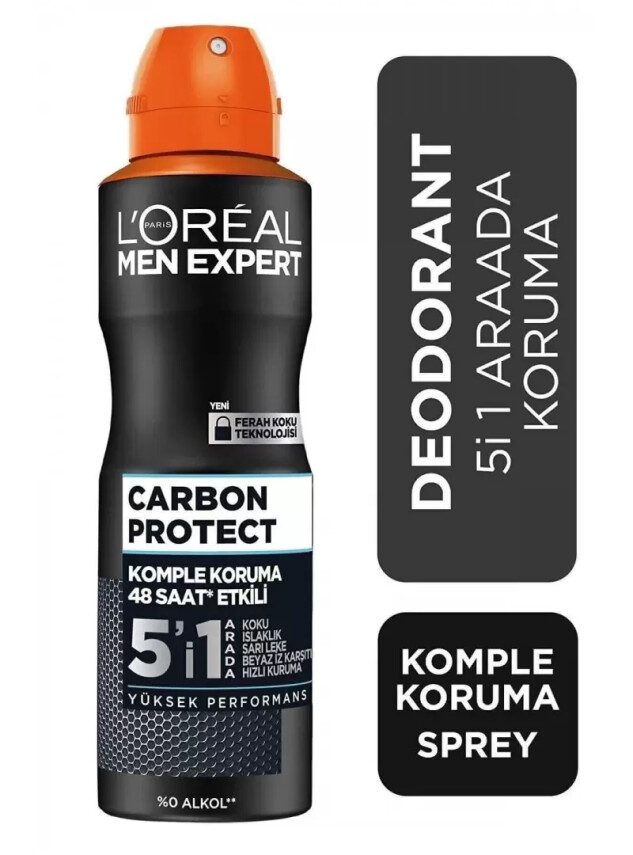 Loreal Paris Men Expert Carbon Protect 5in1 Sprey Deodorant - Komple Koruma - 150 ml - Loreal