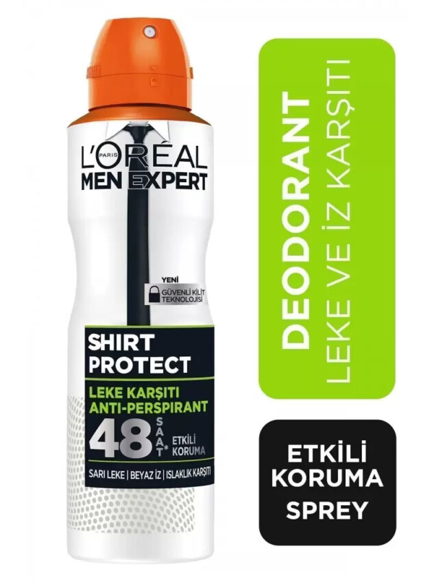 Loreal Paris Men Expert Shirt Protect Sprey Deodorant - Leke Karşıtı - 150 ml - Loreal