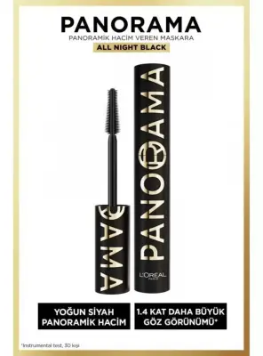 Loreal Paris Panorama Hacim Veren Maskara All Night Black - Siyah - 1