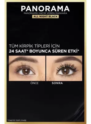 Loreal Paris Panorama Hacim Veren Maskara All Night Black - Siyah - 4