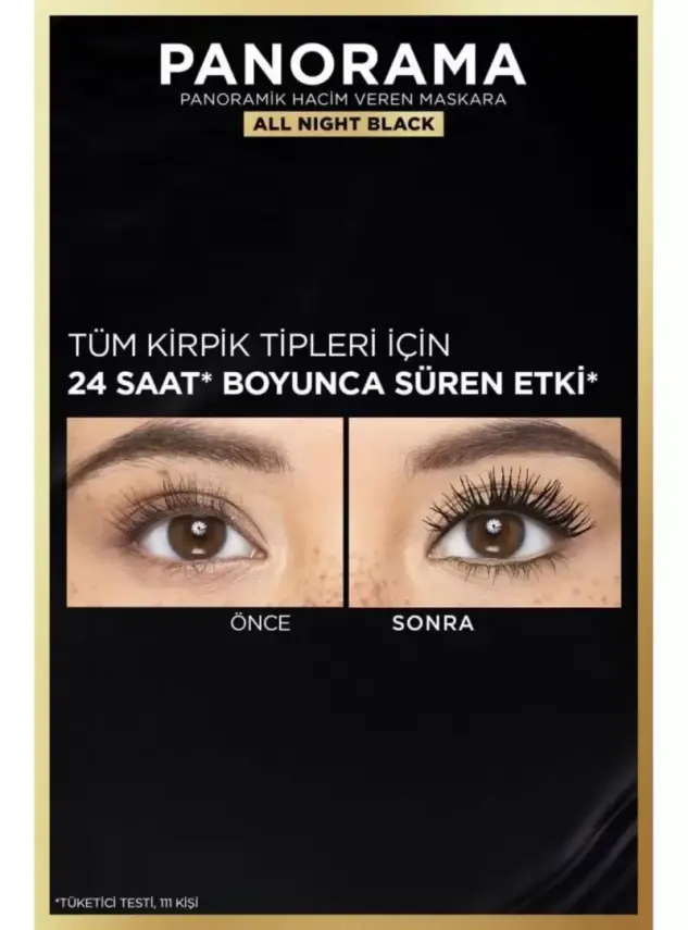 Loreal Paris Panorama Hacim Veren Maskara All Night Black - Siyah - 4