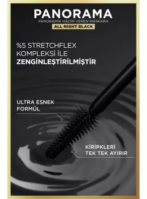 Loreal Paris Panorama Hacim Veren Maskara All Night Black - Siyah - 5
