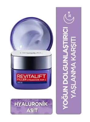 Loreal Paris Revitalift Filler Dolgunlaştırıcı Yaşlanma Karşıtı Gece Bakım Kremi 50 ml - 1
