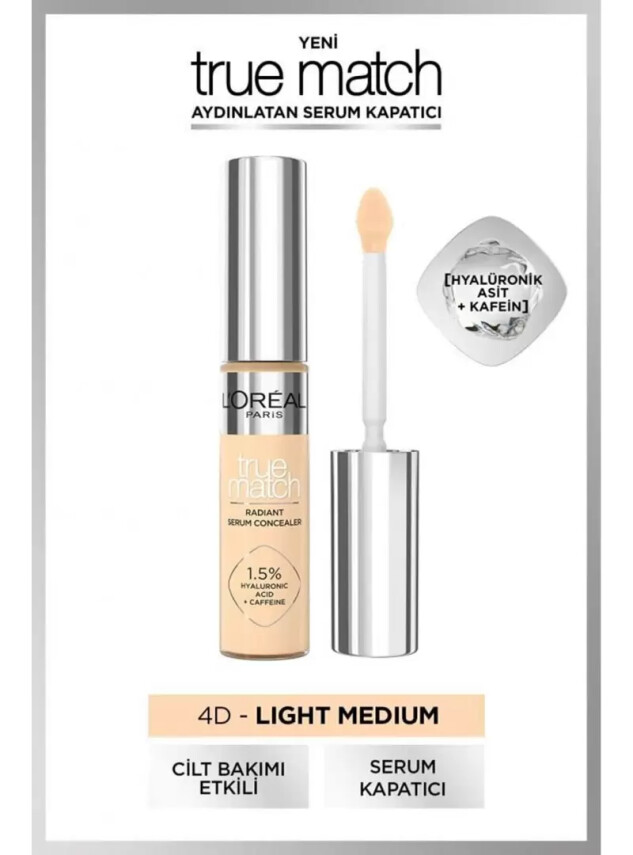 Loreal Paris True Match Aydınlatan Serum Kapatıcı - 4D Light Medium - Loreal