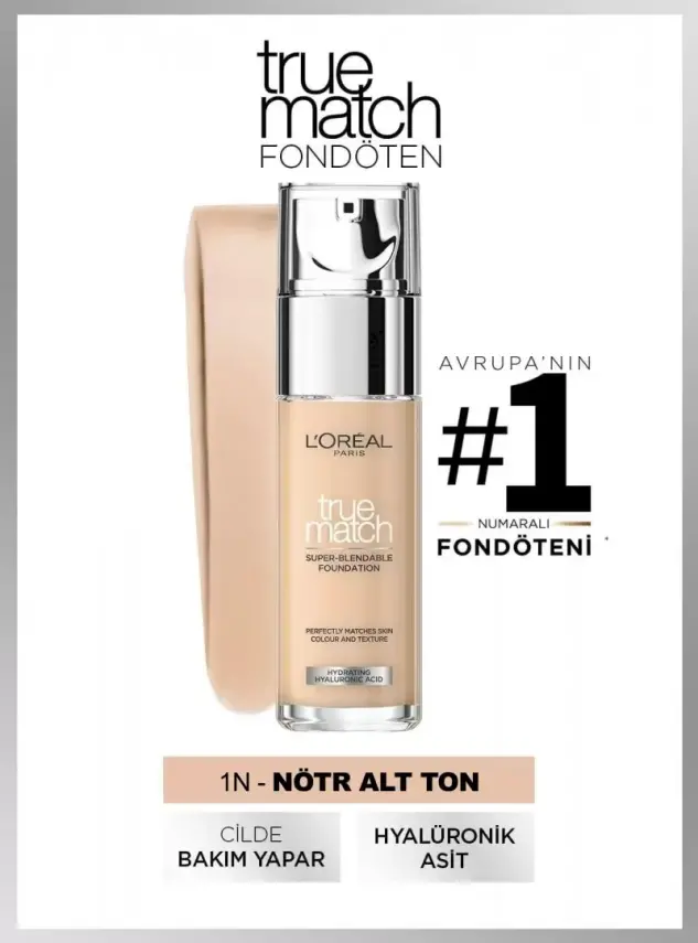 Loreal Paris True Match Bakım Yapan Fondöten - 1N Neutral Undertone 30ml - 1
