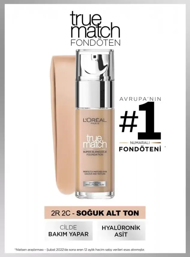 Loreal Paris True Match Bakım Yapan Fondöten - 2R2C Cool Undertone 30ml - 1
