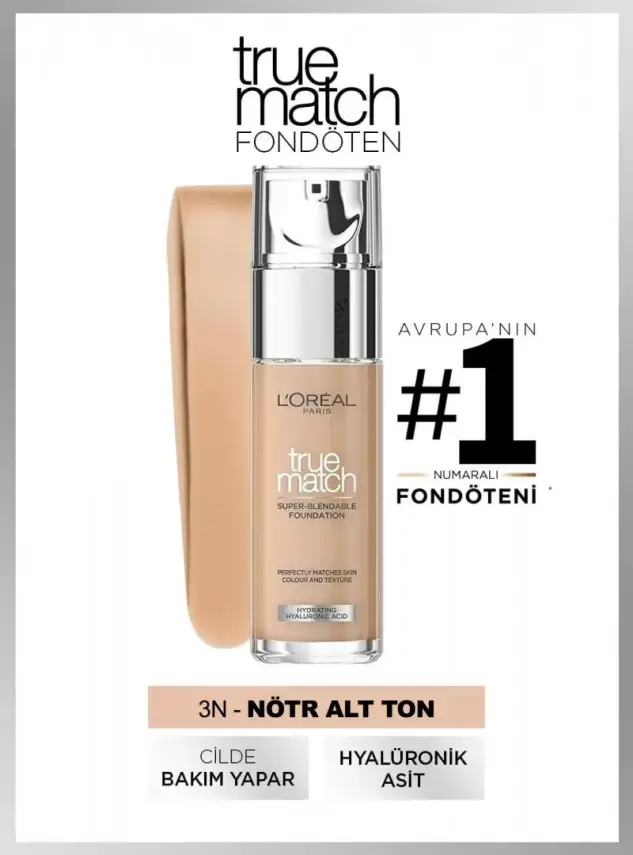 Loreal Paris True Match Bakım Yapan Fondöten - 3N Neutral Undertone 30ml - 1