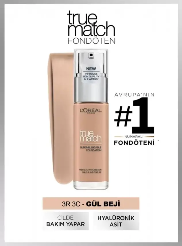 Loreal Paris True Match Bakım Yapan Fondöten - 3R3C Rose Beige 30ml - 1