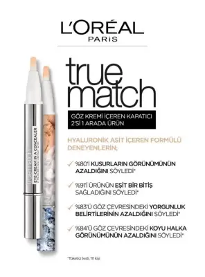 Loreal Paris True Match Göz Kremi İçeren Kapatıcı - 2'si 1 Arada - 1-2R - 3