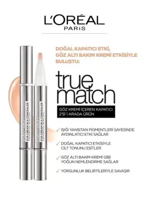 Loreal Paris True Match Göz Kremi İçeren Kapatıcı - 2'si 1 Arada - 1-2R - 4