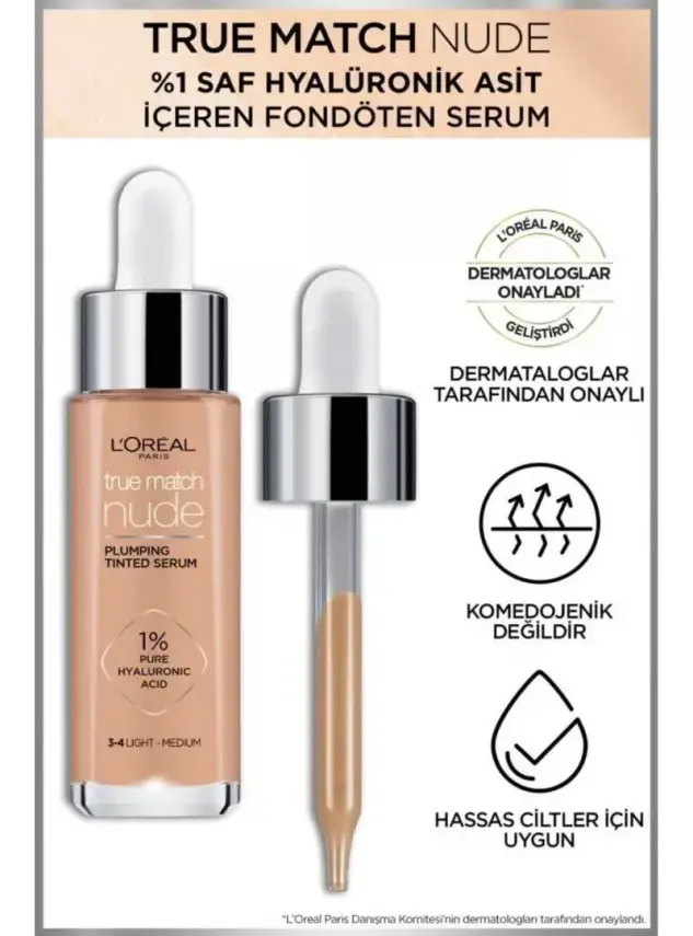 Loreal Paris True Match Nude Fondöten Serum 3-4 Light Medium 30ml - 3