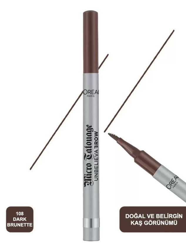 Loreal Paris Unbelieva Brow Micro Tatouage Kaş Kalemi 108 Dark Brunette - Loreal