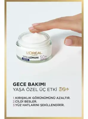 Loreal Paris Yaş Uzmanı 50+ Yenileyici Gece Bakım Kremi 50 ml - 5