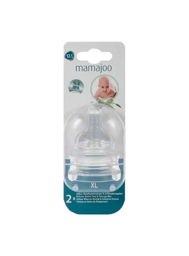 Mamajoo %0 BPA Silikon Biberon Emziği İkili XL No.4 Yoğun Akış - 1