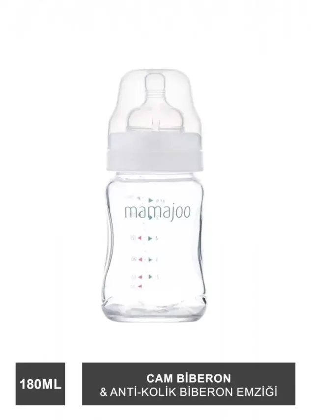 Mamajoo Cam Biberon 180 ml & Anti-Kolik Biberon Emziği No:1 / S - 1