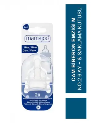 Mamajoo Cam Biberon Emziği M No.2 6 ay + & Saklama Kutusu - Mamajoo