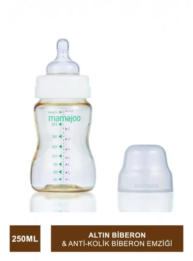 Mamajoo Gold Biberon 250 ml & Anti-Kolik Biberon Emziği No:2 / M - 1