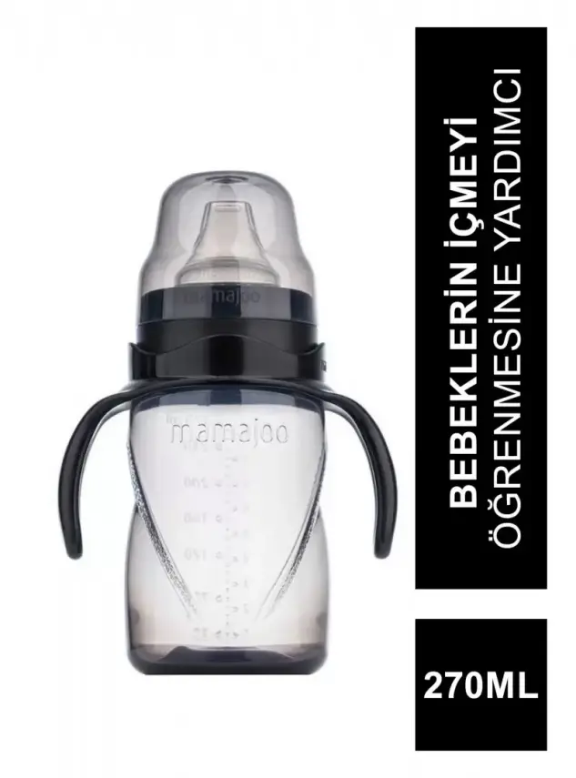 Mamajoo Kulplu Akıtmaz Eğitici Bardak Siyah 9+ Ay 270 ml - 1