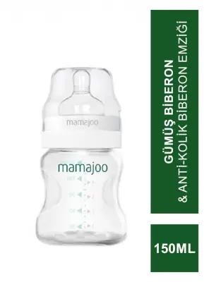 Mamajoo Silver Biberon 150 ml & Anti-Kolik Biberon Emziği No:1 / S - Mamajoo