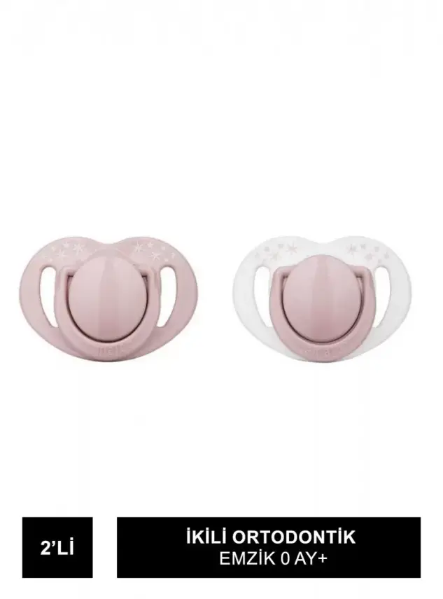 Mamajoo Sterilizasyon & Saklama Kutulu Powder Pink Desenli İkili Ortodontik Emzik 0 Ay+ - 1