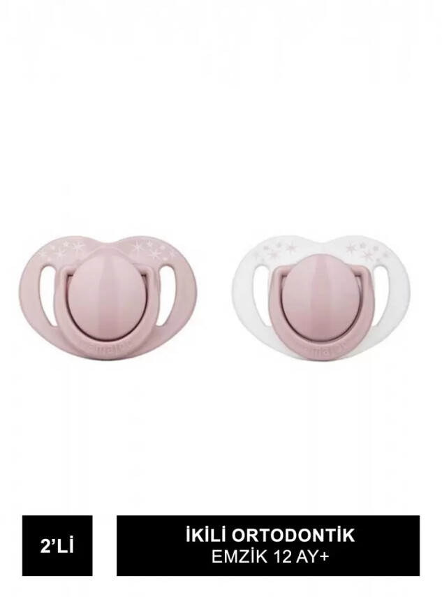Mamajoo Sterilizasyon & Saklama Kutulu Powder Pink Desenli İkili Ortodontik Emzik 12 Ay+ - Mamajoo