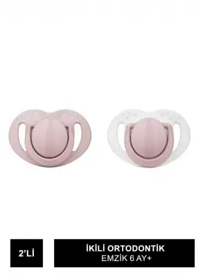 Mamajoo Sterilizasyon & Saklama Kutulu Powder Pink Desenli İkili Ortodontik Emzik 6 Ay+ - Mamajoo