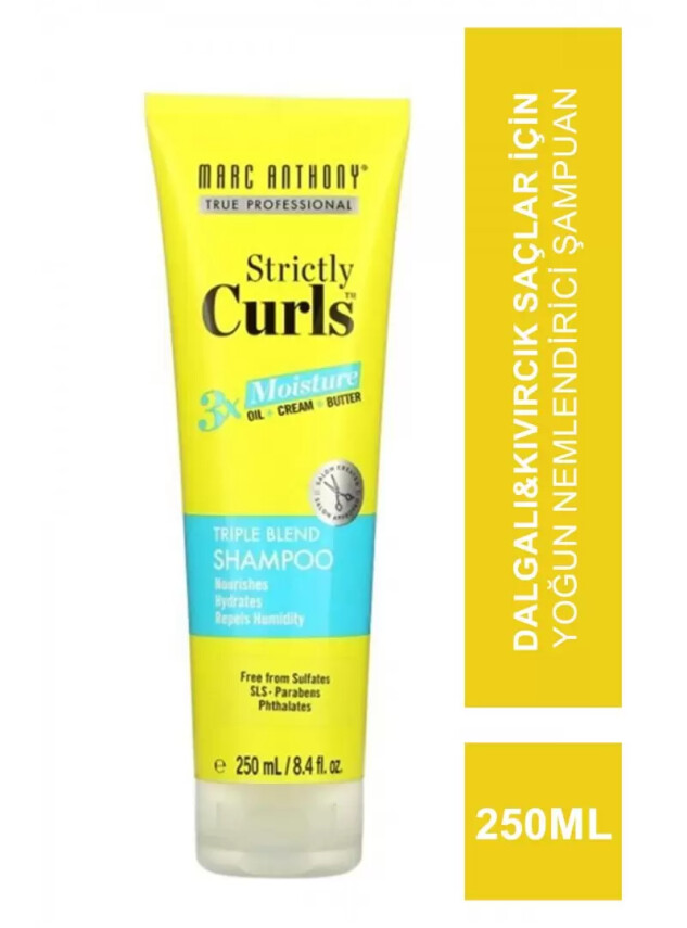 Marc Anthony Strictly Curls 3X Moisture Triple Blend Shampoo -Dalgalı & Kıvırcık Saçlar İçin Yoğun Nemlendirici Şampuan- 250 ml - MARC ANTHONY