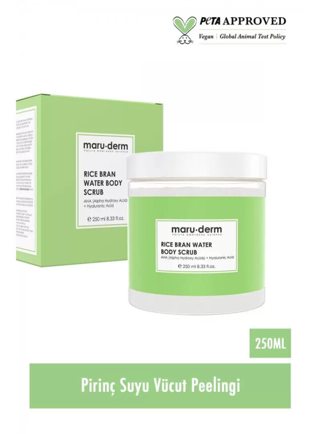Maruderm Body Scrub | Pirinç Suyu Vücut Peelingi | AHA + Hyaluronik Asit 250 ML - Maruderm