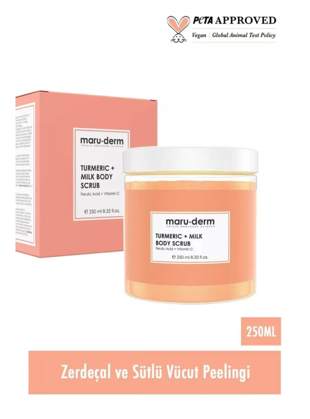 Maruderm Body Scrub | Zerdeçal + Süt Vücut Peelingi | C Vitamini + Ferulik Asit 250 ML - Maruderm