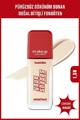 Maruderm Pürüzsüz Görünüm Sağlayan Yarı Mat Bitişli Uzun Süre Kalıcı Fondöten 1,5N 30 ml - Maruderm