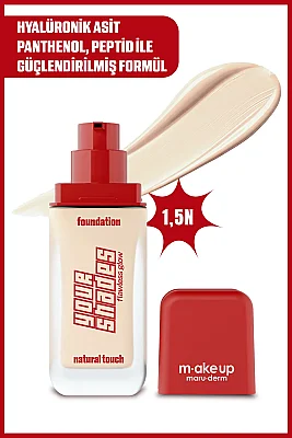 Maruderm Pürüzsüz Görünüm Sağlayan Yarı Mat Bitişli Uzun Süre Kalıcı Fondöten 1,5N 30 ml - 2