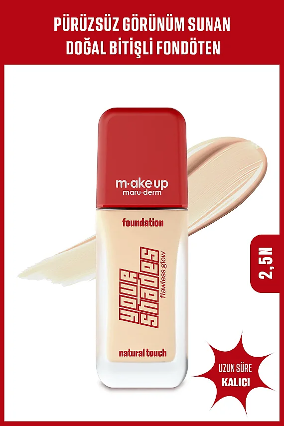 Maruderm Pürüzsüz Görünüm Sağlayan Yarı Mat Bitişli Uzun Süre Kalıcı Fondöten 2,5N 30 ml - 1