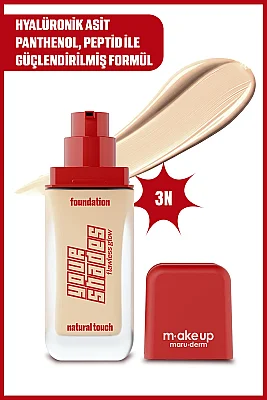Maruderm Pürüzsüz Görünüm Sağlayan Yarı Mat Bitişli Uzun Süre Kalıcı Fondöten 3N 30 ml - 2