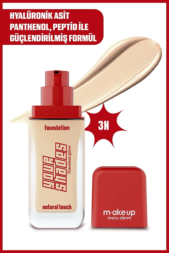 Maruderm Pürüzsüz Görünüm Sağlayan Yarı Mat Bitişli Uzun Süre Kalıcı Fondöten 3N 30 ml - 2